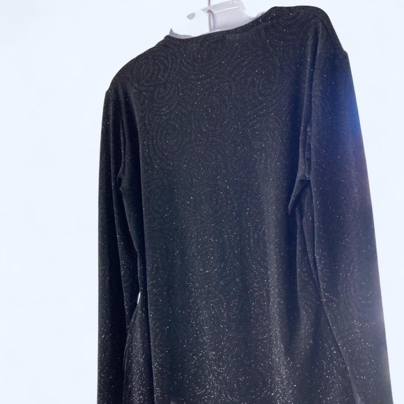 Elegant Black Long Sleeve Sparkly Top Notations S - Picture 2 of 3